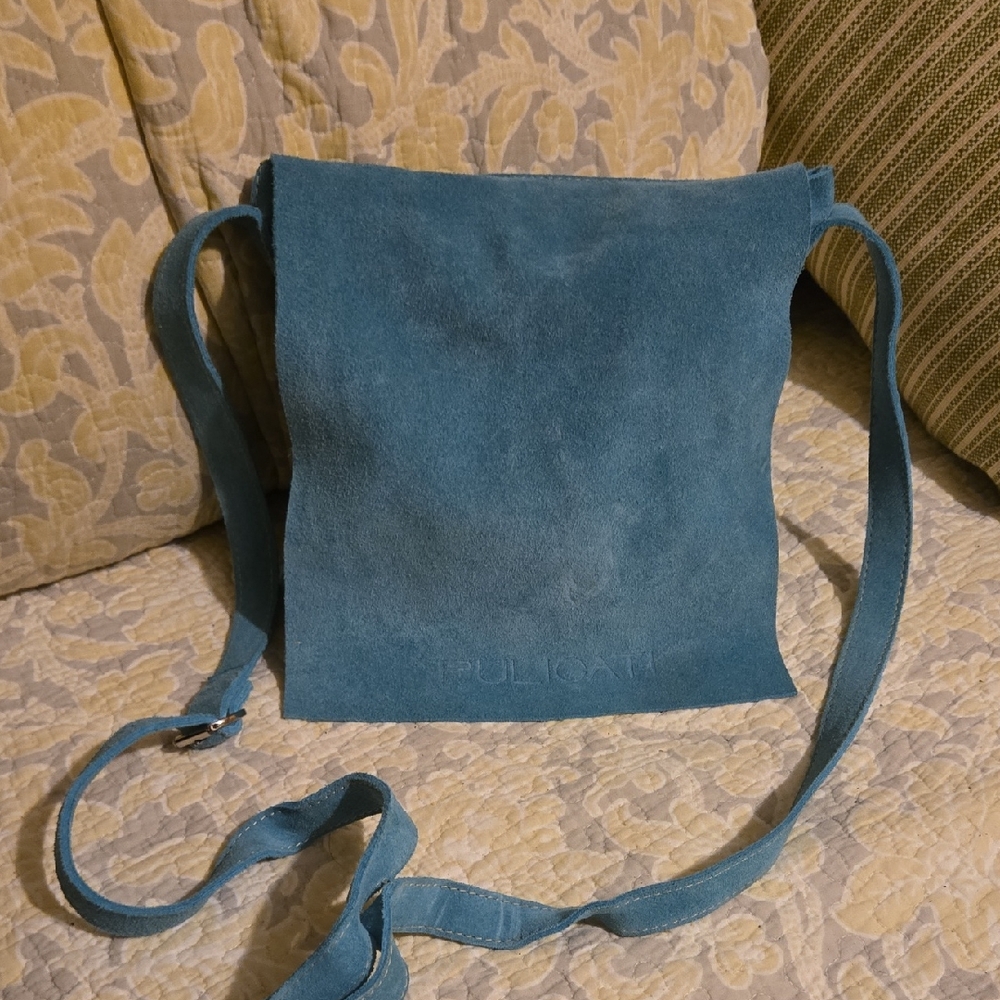 Pulicati made in Italy Blue Suede Crossbody Bag
